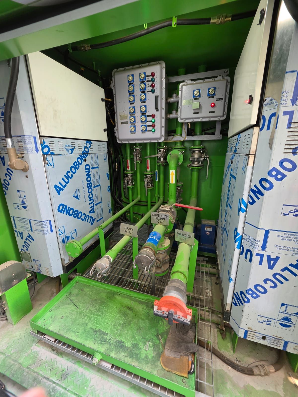 Valve manifold with explosion-proof control panels inside the equipment cabinet